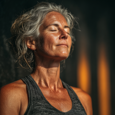 Група літніх людей на заняттях йоги